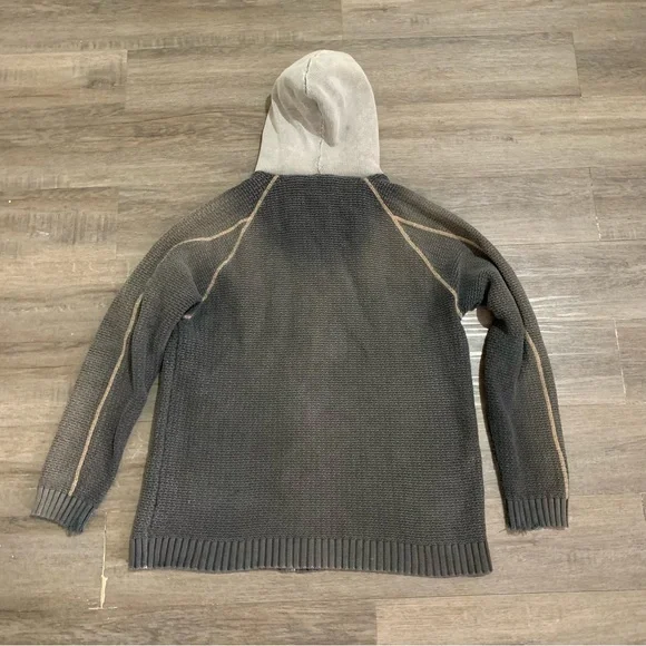 Carbon 2 Cobalt Sweater Mens XL Full Zip Hoodie Think Chunky Jacket Brown - Picture 6 of 7